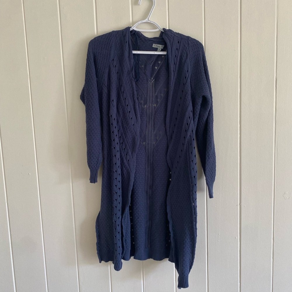 Olivia Sky Navy Knit Long Cardigan